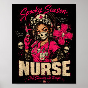 Affiche Infirmière effrayante Cadeau d'Halloween de crâne