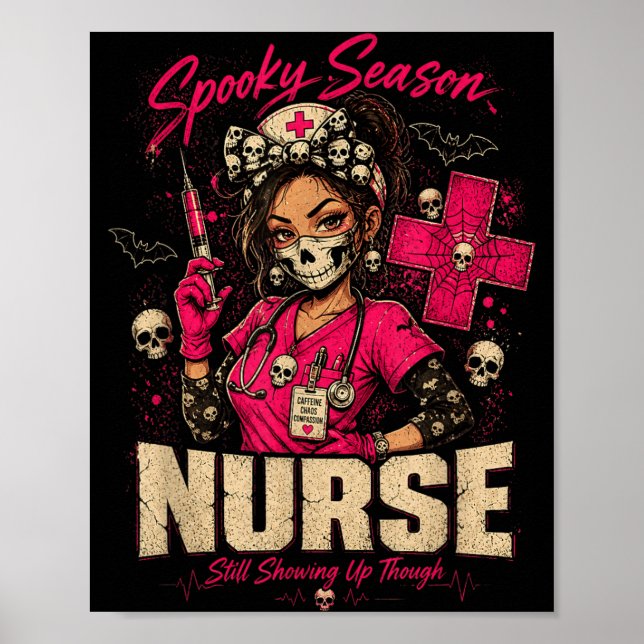Affiche Infirmière effrayante Cadeau d'Halloween de crâne  (Devant)