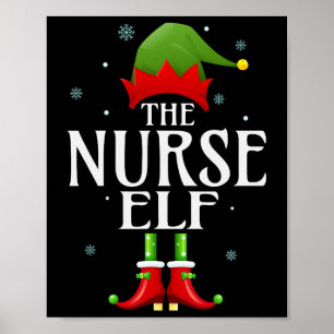 Affiche Infirmière Elf Xmas Funny Famille Correspondant No