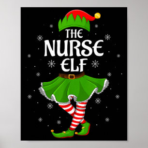 Affiche Infirmière Elfe Noël Famille Filles Femmes Elfe Sq