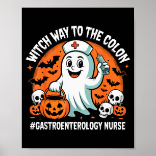 Affiche Infirmière en gastroentérologie drôle d'Halloween 