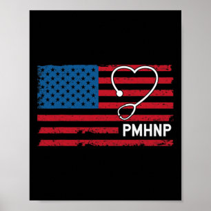 Affiche Infirmière en santé mentale Praticien Usa Drapeau