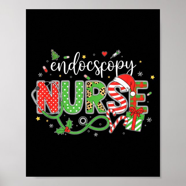 Affiche Infirmière endoscopie Noël Vacances Équipe  (Devant)