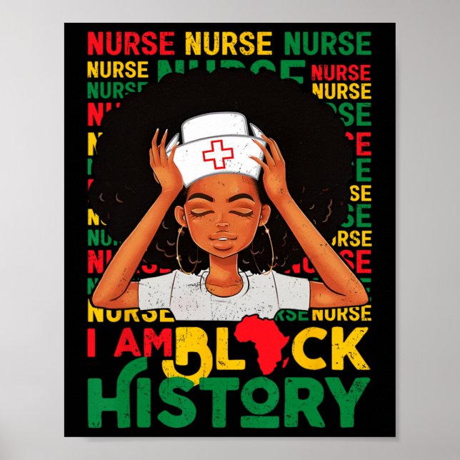Affiche Infirmière femme noire afro rétro Mois de l'histoi (Devant)