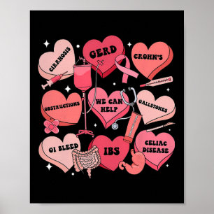 Affiche Infirmière gastro-entérologie Saint-Valentin cœurs