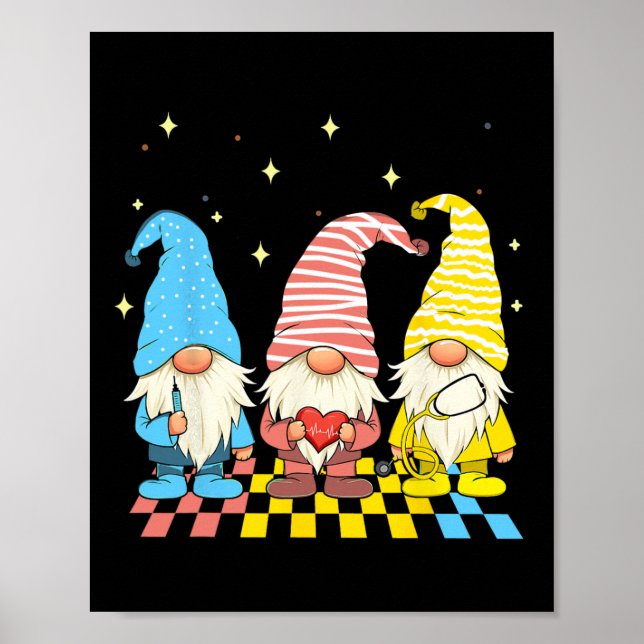Affiche Infirmière Gnomes Stethoscope Oeufs Drôle Pâques R (Devant)