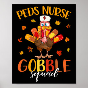 Affiche Infirmière Gobble Squad Turquie Pilgrim Thanksgivi