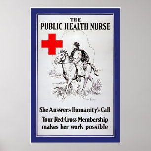 Affiche Infirmière hygiéniste publique 1917 - Croix-Rouge