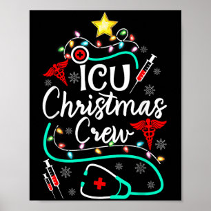 Affiche Infirmière Icu Équipage de Noël Infirmière Arbre d