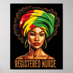 Affiche Infirmière inscrite Afro afro-américaine Noire His
