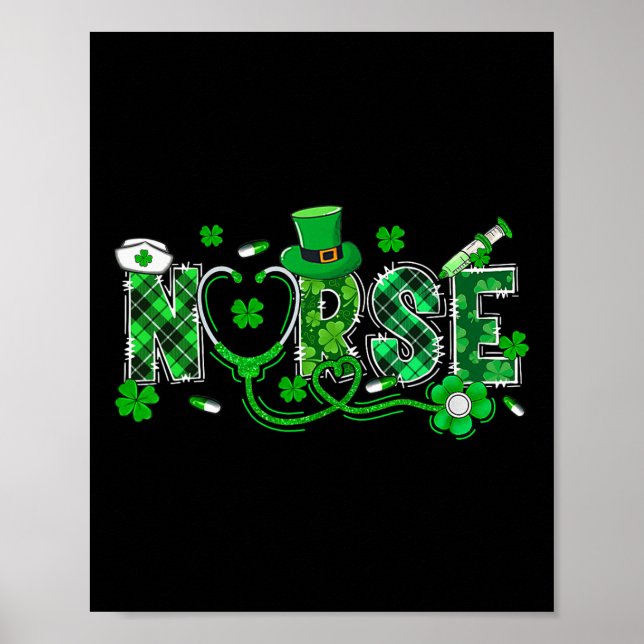 Affiche Infirmière irlandaise Stethoscope Scrub Saint St P (Devant)