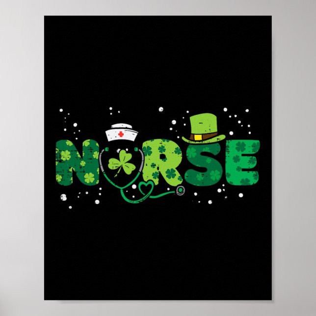Affiche Infirmière irlandaise Stethoscope Scrub St Patrick (Devant)