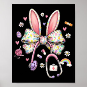 Affiche Infirmière lapin drôle de Pâques infirmière mignon