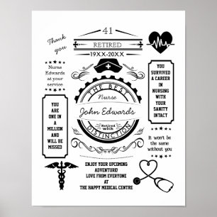 Affiche infirmière longue service quittant le service médi