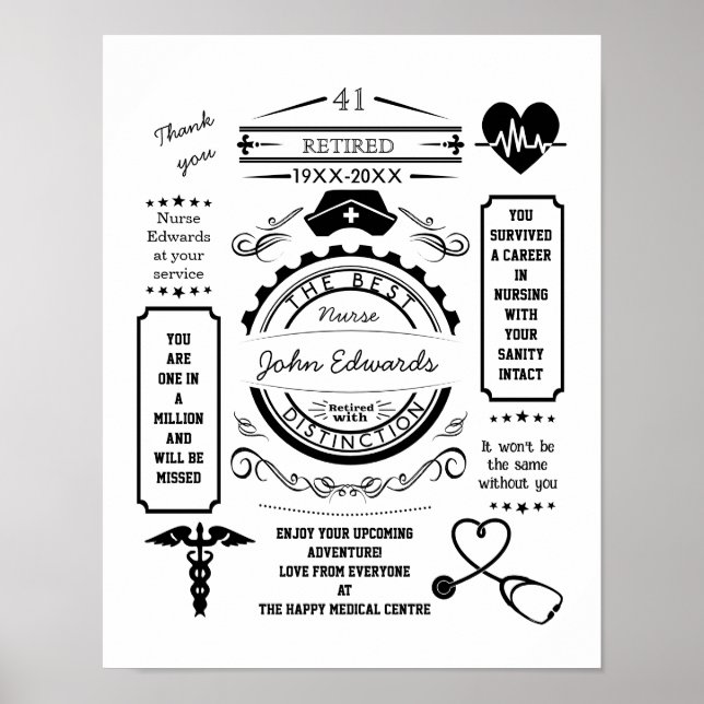 Affiche infirmière longue service quittant le service médi (Devant)