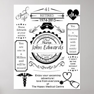 Affiche infirmière longue service quittant le service médi