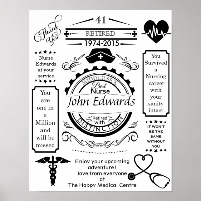Affiche infirmière longue service quittant le service médi (Devant)