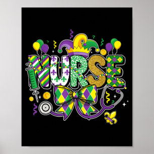 Affiche Infirmière mardi gras stéthoscope nouvelle-orléans