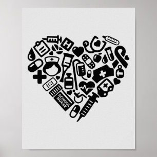 Affiche Infirmière Médicale Icônes; Soins de santé