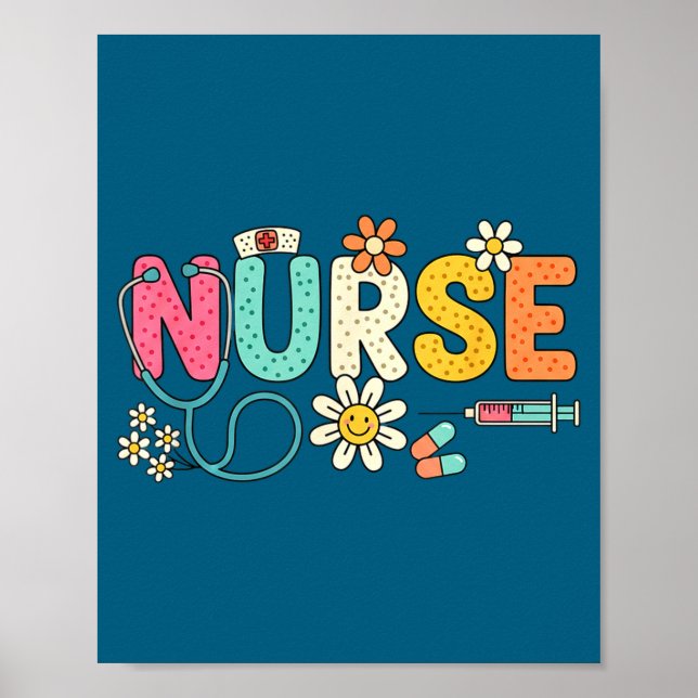Affiche Infirmière mignonne Daisy Pop Floral Infirmière (Devant)