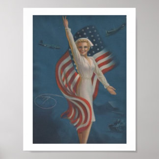 Affiche Infirmière militaire vintage de 2ÈME GUERRE MONDIA