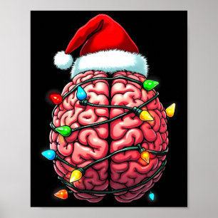 Affiche Infirmière neuro Noël Chapeau de Père Noël Neurolo