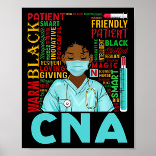 Affiche Infirmière noire forte Cna Afro Mélanine Africaine