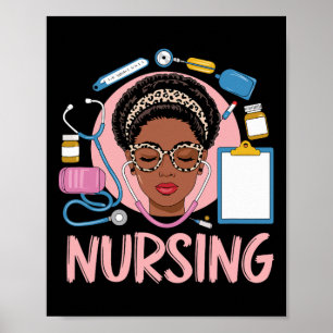 Affiche Infirmière noire forte fille afro mélanine africai