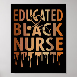 Affiche Infirmière noire Mélanine Infirmière Éduquée Mois
