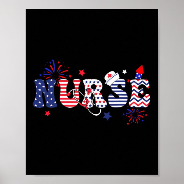 Affiche Infirmière Patriotique 4 Juillet  (Devant)