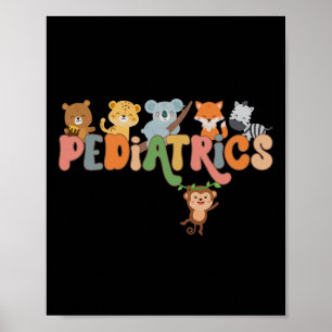 Affiche Infirmière pédiatrique Animaux Enfants Infirmière