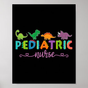 Affiche Infirmière pédiatrique Picu dinosaures infirmière 
