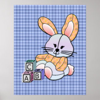 Affiche Infirmière personnalisée Plaid Bleu - Lapin