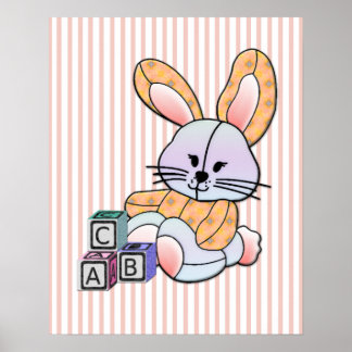 Affiche Infirmière personnalisée Plaid Bleu - Lapin