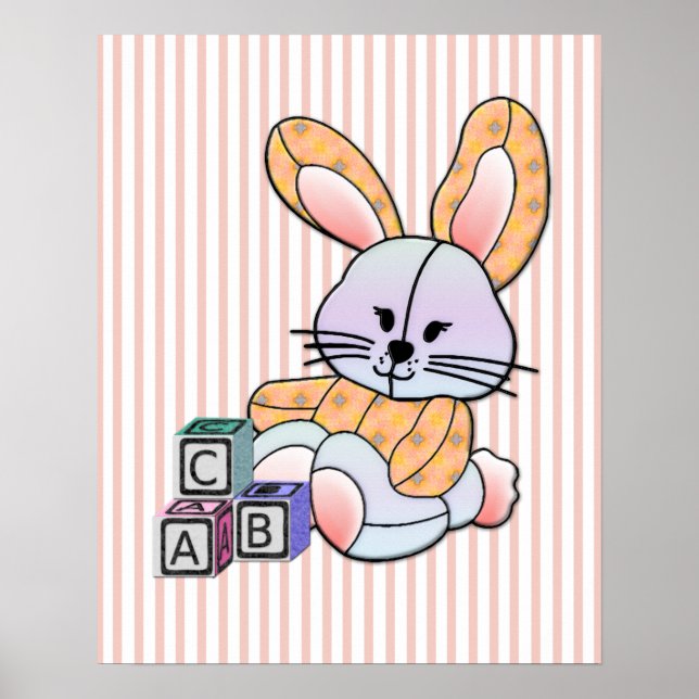 Affiche Infirmière personnalisée Plaid Bleu - Lapin (Devant)