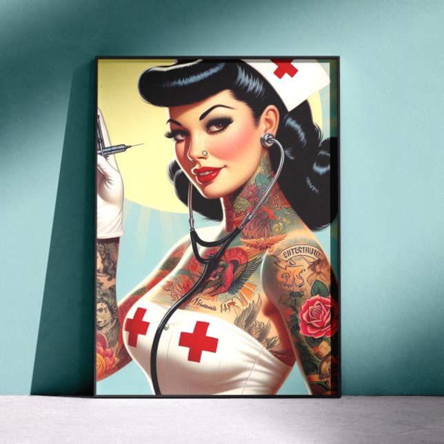 Affiche Infirmière Pin-up Tatouée Vintage (Créateur téléchargé)