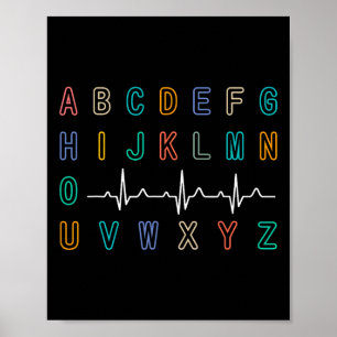 Affiche Infirmière Pqrst Test Abc's Ekg Strip Alphabet Fun