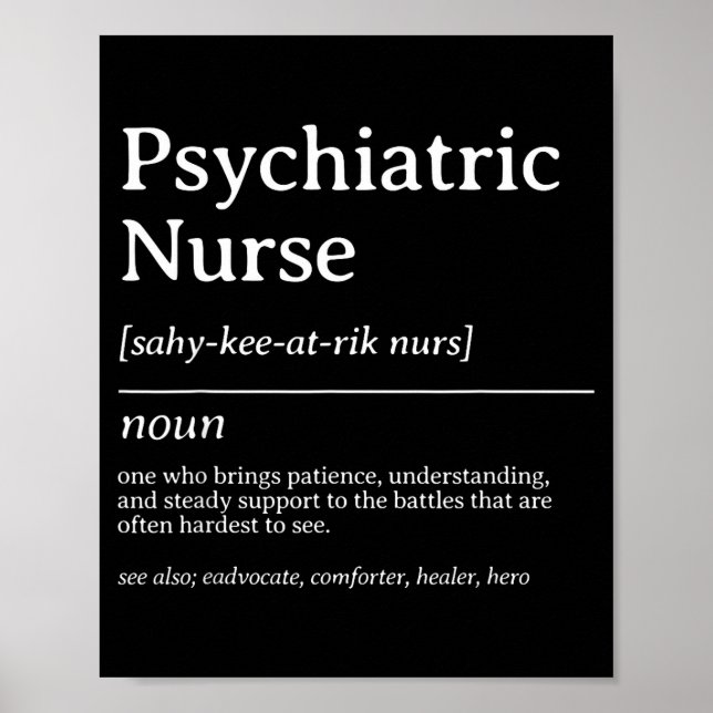 Affiche Infirmière psychiatrique définition citation santé (Devant)