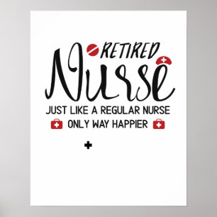Affiche Infirmière retraitée grand par cadeau retraitée