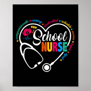 Affiche Infirmière scolaire Vintage Love Heart Infirmière