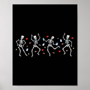 Affiche Infirmière Skeleton Danser Ortho Squad Salle Ortho