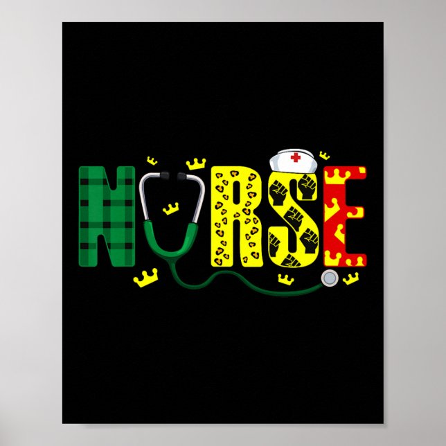 Affiche Infirmière Stethoscope Junetdix Melanin Pride Afri (Devant)