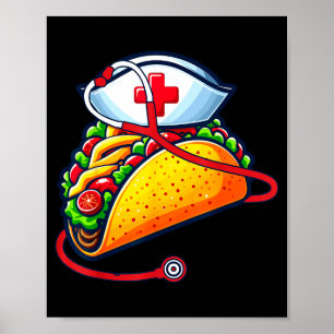 Affiche Infirmière taco stéthoscope cinco de mayo infirmiè