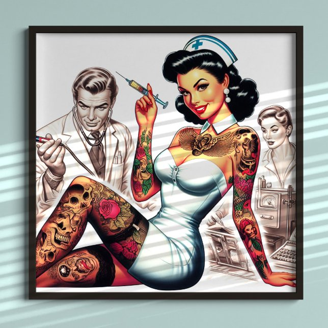Affiche Infirmière tatouée pin-up (Créateur téléchargé)