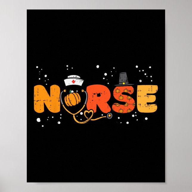 Affiche Infirmière Thanksgiving Stethoscope Automne Automn (Devant)