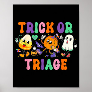 Affiche Infirmière Trick Or Triage Citrouille Fantôme Hall
