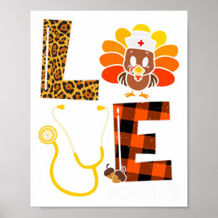 Affiche Infirmière Turquie Thanksgiving Day Love Nurse Lif