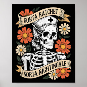 Affiche Infirmière un peu plieuse un peu Nightingale squel