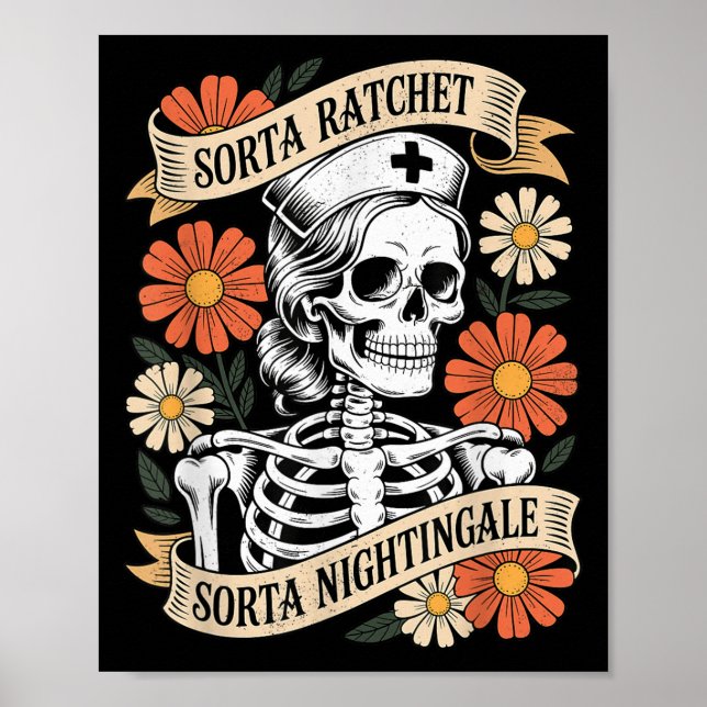 Affiche Infirmière un peu plieuse un peu Nightingale squel (Devant)