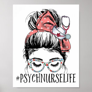 Affiche Infirmière Vie Amusante Messy Bun Femme Santé ment
